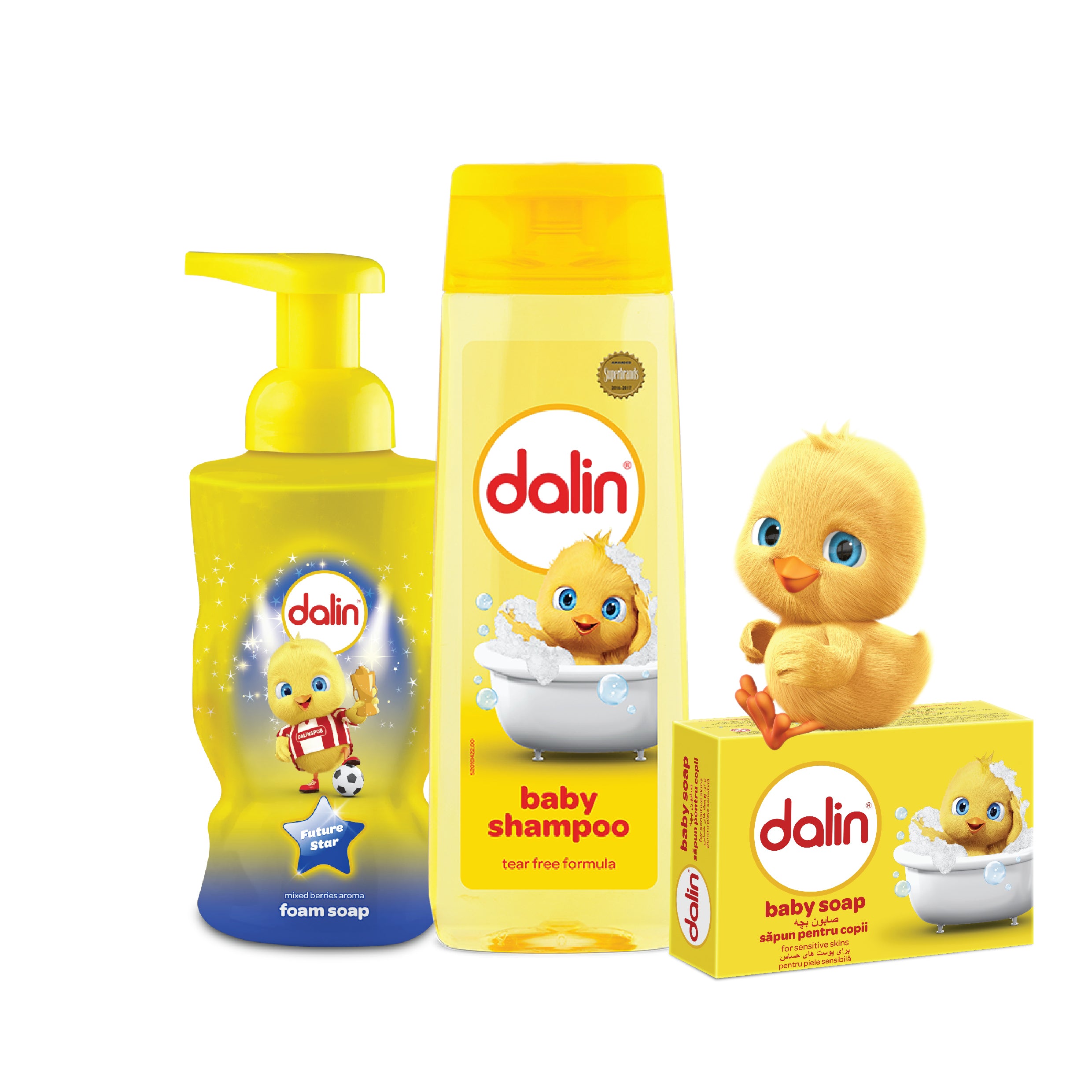Dalin Hand Foam Soap, Mixed Berry 300ml - Dalin Baby Shampoo 200ml - Dalin Baby Soap 100g